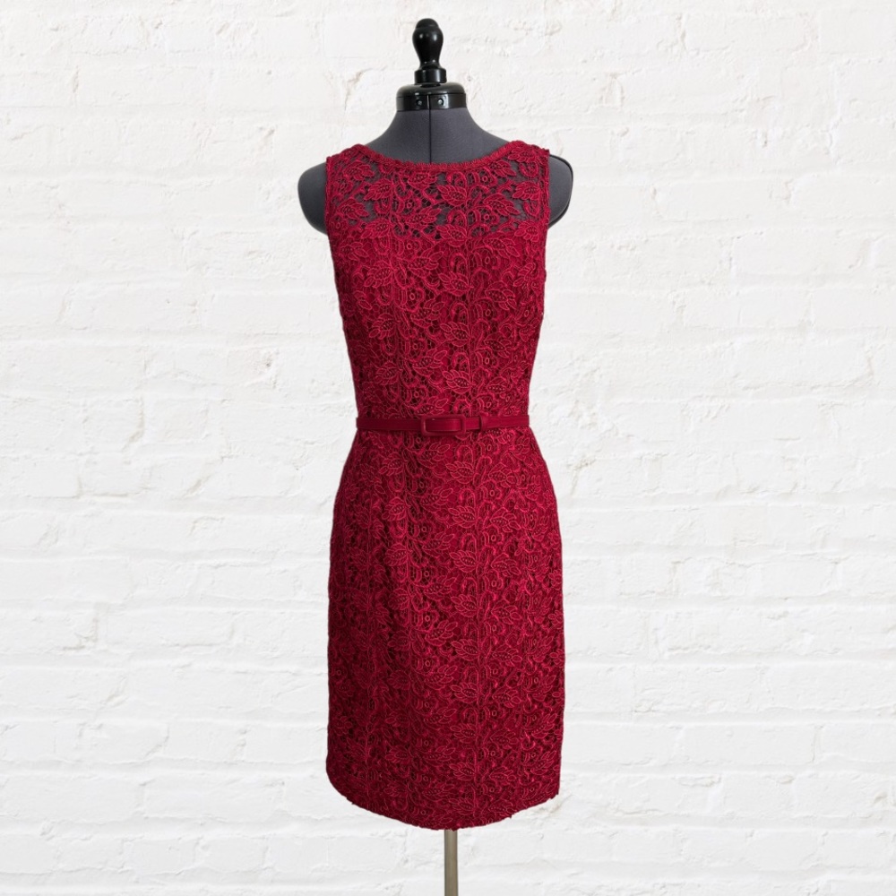 Red Lace Scoopback Dress, White House Black Market, Size 2